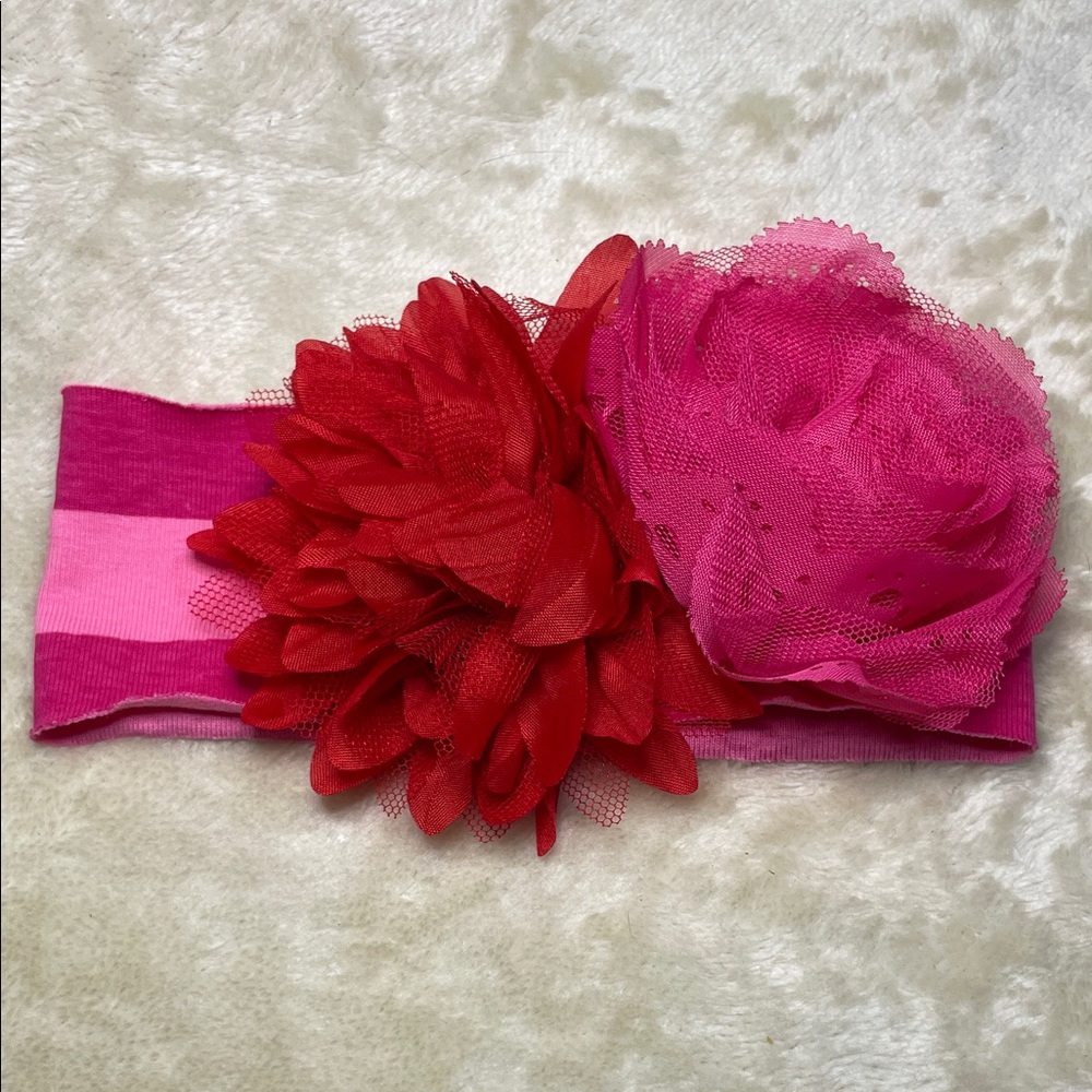 Giggle Moon Pink and Red Floral Hairband